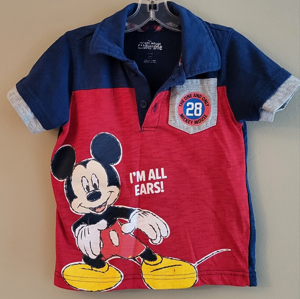 Disney Mickey Mouse "I'm All Ears" collared tee shirt